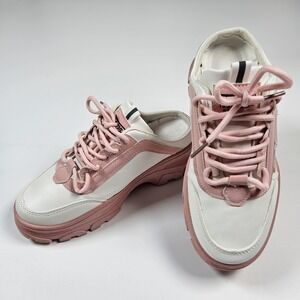 NEW Pink‎ White Platform Sneaker Mules Slip Ons Girls 5 Youth 37 Shoes Thsmryn